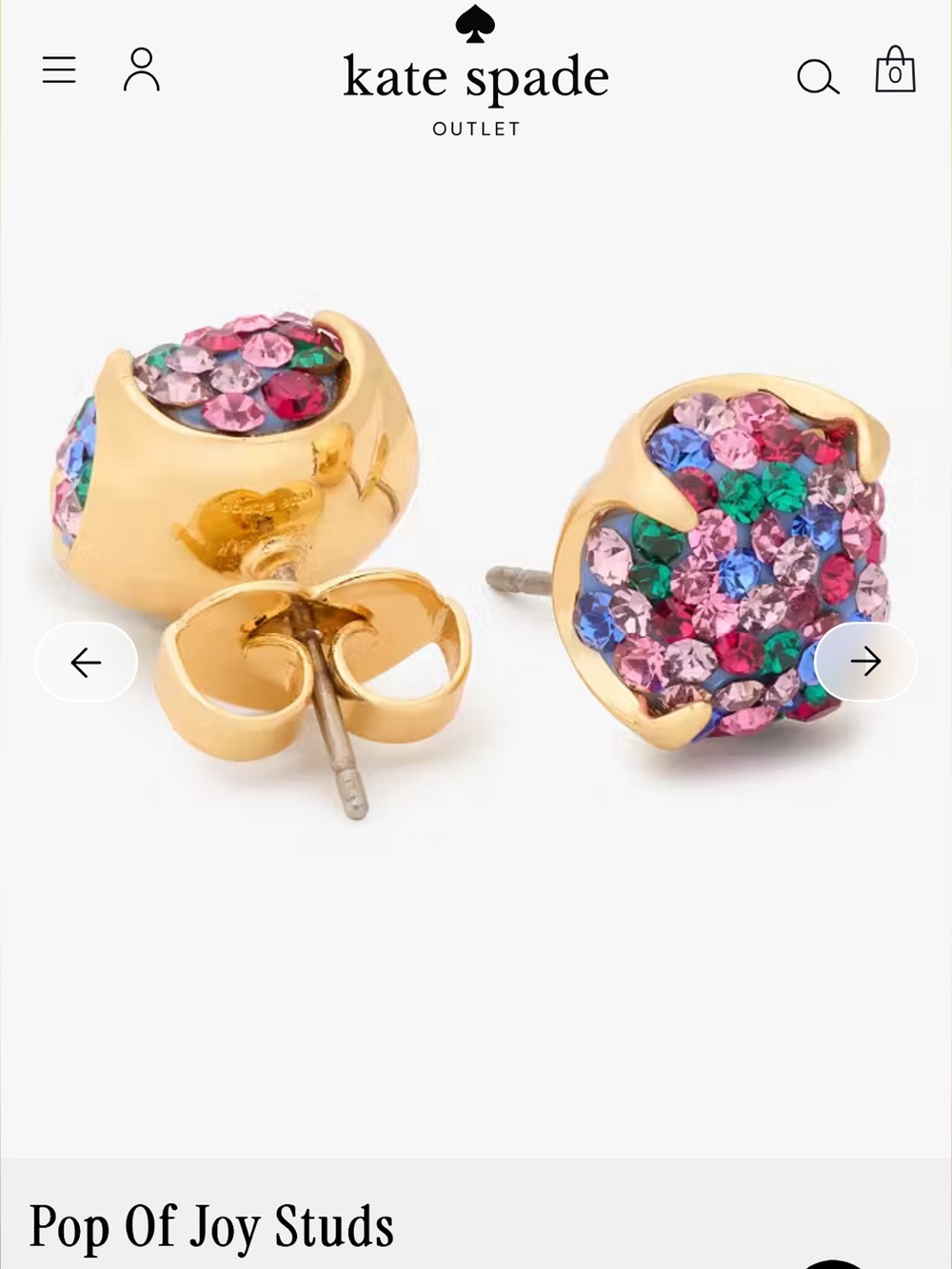 kate spade gold-tone multicolor crystal cluster stud earrings